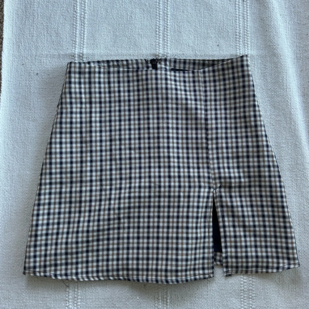 Hyfve Brown Checkered Plaid Skirt